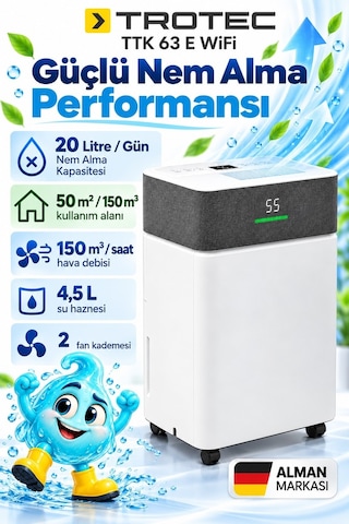 Trotec Nem Alma Cihazı Ttk 63 E Wifi Beyaz - Gri