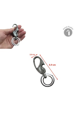 Çift Anahtar Halkalı Kemer Köprüsü Vb. Takılabilen Kancalı Metal Füme Açacak Anahtarlık 1 Adet Füme
