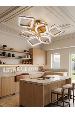 Hera Model 6'lı Gold 3 Renk Modu Ledli Tavana Sıfır Modern Salon Mutfak Çocuk Yatak Odası Led Avize