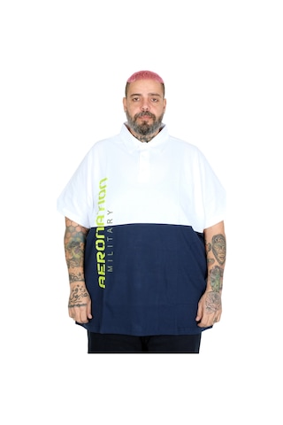 Mode Xl Büyük Beden Erkek T-shirt Polo Yaka Parçalı 25318 Beyaz Beyaz