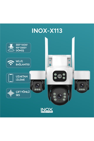 İnox X113 3+3+3 Mp 3 Kameralı Wi-fi Ptz Renkli Gece Görüşlü Güvenlik Kamerası