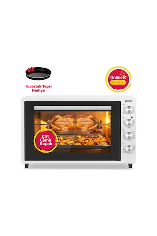 Simfer 7062 Beyaz 70 LT Turbo Fan Piliç Çevirme Mini/Midi Fırın - Multi Fonksiyon, Yoğurt Yapma, Buz Çözme & Çift Cam