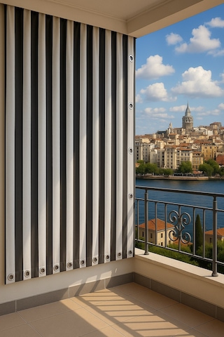 Gencer Home Balkon Perdesi Kuş Gözü Ölçü Seçenekli Gri Beyaz Gri