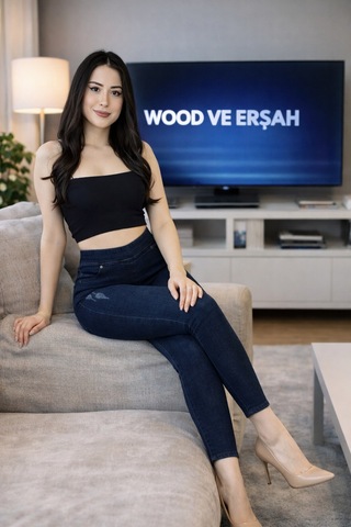Lüx Wood Sunway 11903 Battal Kadın Jean Görünümlü Yüksek Bel Esnek Denim Tayt Lacivert