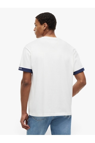 Tommy Hilfiger Saıl Mıx Medıa Cuff Regular Tee Erkek Beyaz T-shirt - Mw0mw43203
