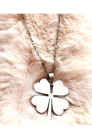 Gns Aksesuar 4 Yapraklı Yonca Şık Zincir 316l Çelik Kolye