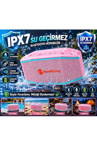 Nr196 Taşınabilir Uzun Pil Ömürlü Taşıma Saplı Tf Kart Ve Aux Destekli Ipx7 Su Geçirmez Özellikli Bluetoth Hoparlör