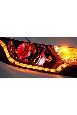 Kayar Led Sinyalli Sarı Far İçi Kristal Led 2 Renk