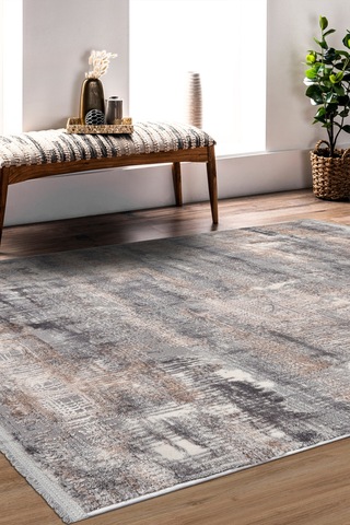 Notteo Modern Halı Yumuşak Dokulu, Dokuma Tabanlı, 7 Mm İnce Form, Dayanıklı Gri - Bej