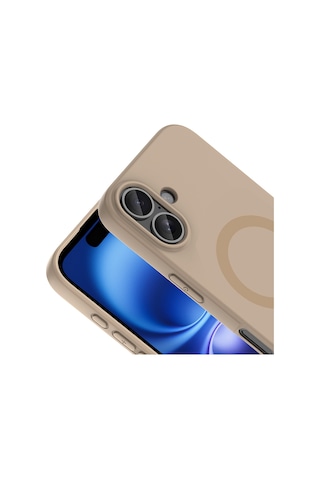 Apple iPhone Uyumlu 17 Kılıf M-safe Şarj Özellikli Zore Aris Silikon Kapak - Krem