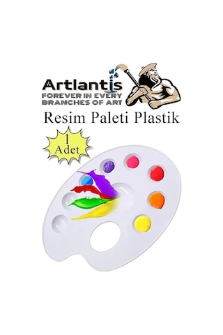 Artlantis Palet Rulo Fırça Ponpon Fırça Ve Plastik Spatula 4'lü Set 1 Paket Resim Hobi Sanat Etkinlik Resim Paleti