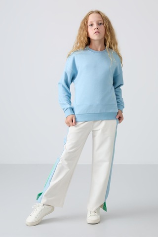 Oversize 3lü Paket Siyah-gül Kurusu-açık Mavi Kız Çocuk Sweatshirt - 75150 Siyah - Pembe