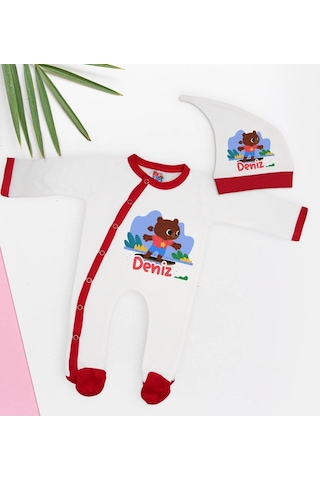Bk Kids Kişiye Özel Bebek Kıyafeti, Bebek Giyim Hediyesi, Tulum Zıbın Ve Kukuletalı Şapka Seti-9 Çok Renkli
