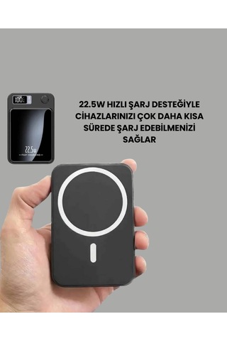 Gerçek Zamanlı Güç Göstergeli Manyetik Usb-c Taşınabilir Powerbank Çok Renkli