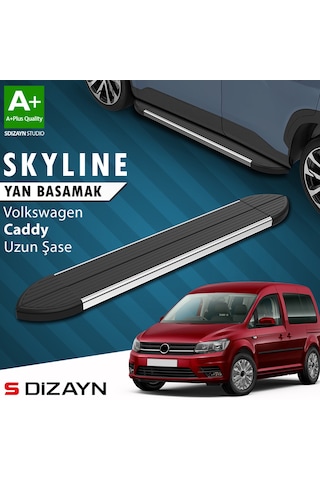 S-dizayn Vw Caddy 3 Uzun Şase Skyline Krom Yan Basamak 223 Cm 2004-2020 A+ Kalite