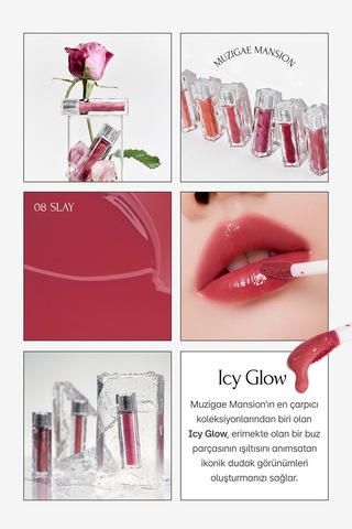 Uzun Süre Parlak Görünüm Sunan Lip Gloss Muzıgae Mansıon Icy Glow 08 Slay 08 Slay
