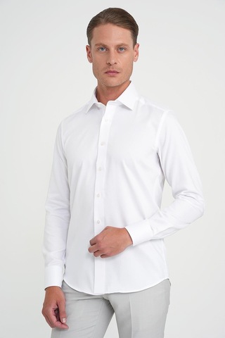 Efor Slim Fit %100 Pamuk Non Iron Kumaş Dokulu Klasik Beyaz Gömlek Gk 744 Beyaz