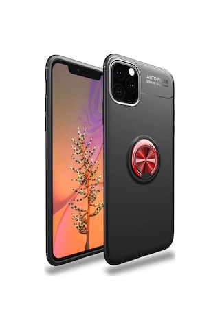 Apple İphone 11 Pro Kılıf Range Yüzüklü Silikon - Siyah-kırmızı