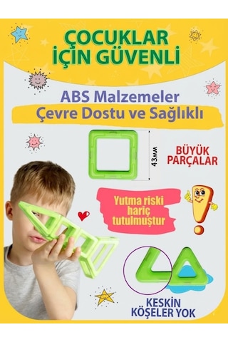 Craftivio Karanlıkta Parlayan Fosforlu - 14 Parça Manyetik Bloklar Mıknatıslı Eğitici Zeka Oyunu Seti