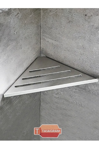Banyo Rafları Köşe Depolama Rafı Paslanmaz Çelik Üçgen Havlu Sakl Gri