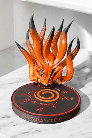Kurama Kyubi 3d Baskı Koleksiyon Figürü El Boyaması, Naruto Lanetli Mühürlü Anime