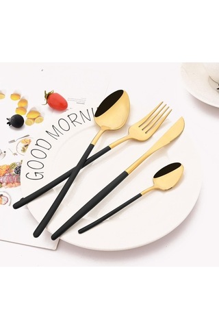 Novahub 6 Adet Mavi-altın 18/10 Paslanmaz Çelik Çay-kahve Kaşığı Seti 5.5 İnç Altın - Mavi