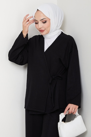 Bestenur Kimonolu Oysho İkili Takım 1623 - Siyah Siyah