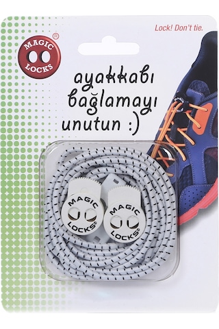 Magic Locks Unisex Beyaz Gri Ayakkabı Bağcığı 5a1 Beyaz