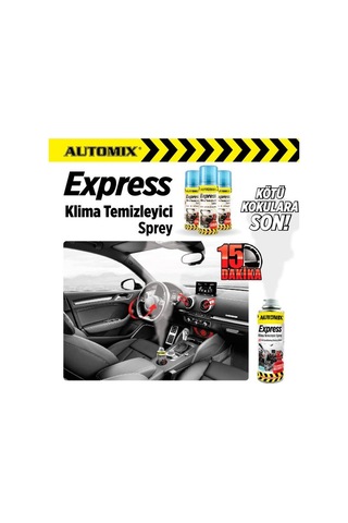 Automix Oto Klima Temizleyici Sprey Araç İçi Ortam Dezenfektan Spreyi 200ml Okyanus Ferahlığı Çift Etkili Klima ve Kabin Temizliği