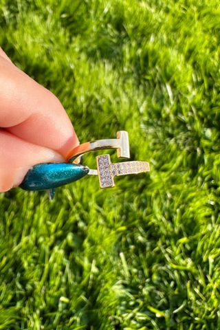 Zirkon Taşlı Çapraz Gold Marka Yüzük Gold