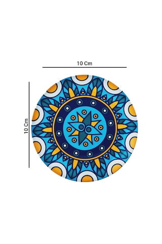 Valerine Life Kutsal Geometri Mandala Desenli Yıkanabilir Kaydırmaz Ofis Çay Ve Fincan Bardak Altlığ Siyah
