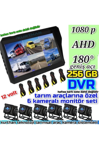 Dvr Monitör Ve 6 Adet 1080 P Ahd 180 Derece Balık Gözü Kamera Set