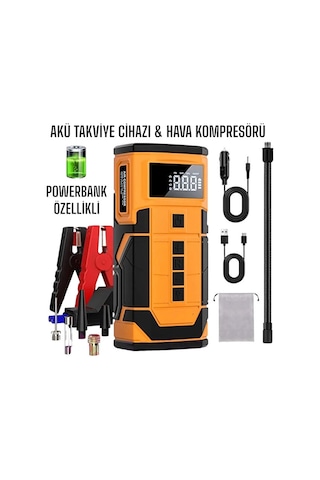 Kablosuz Şarjlı Taşınabilir Araç Akü Start 8000 Mah 14.8v Powerba