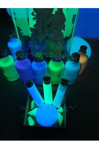 500 Gr Fosfor Tozu Karanlıkta Parlayan Fosfor Luminous Turkuaz