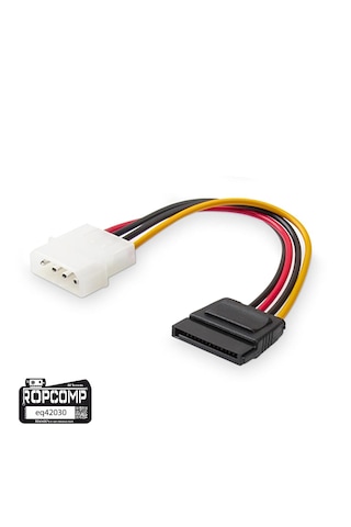 Ropcomp 4-pin Molex Erkek - 15-pin Sata Güç Dönüştürücü Kablo 20 Cm