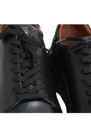 Lufian Tommy Erkek Deri Sneaker Ayakkabı Siyah Cilt Beyaz