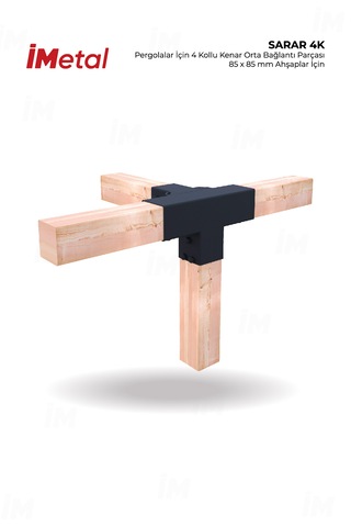Sarar 85 X 85 Mm Ahşaplar İçin 4 Yollu Orta Bağlantısı