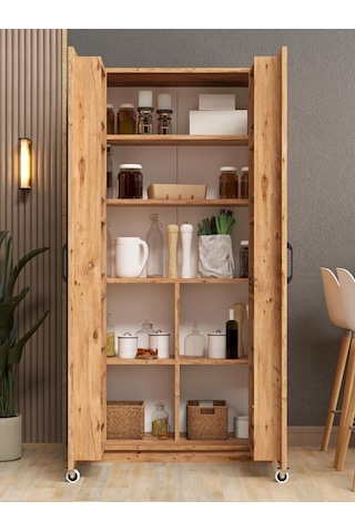 Kuzeylife Novensa Çok Amaçlı Erzak-kiler Dolabı İki Kapaklı Çam Çam