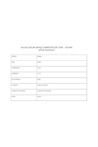 Kendal Kba777 Solar Bahçe Armatürleri 30w Duvar Aplik