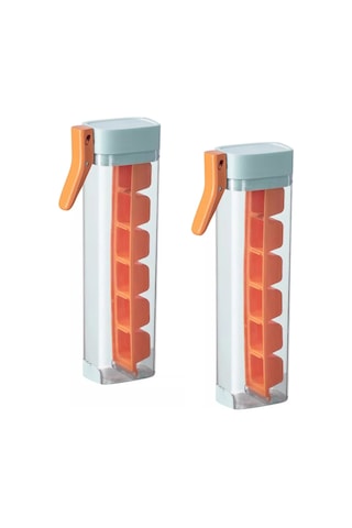 Neevoyu 2024 Yeni Tip Tek Elle Basılabilir 6 Hücre Buzluk, Ev Kullanıma Uygun, Gıda Seviyesi Malzeme, Spill-resistant Tasarım, 2 Adet Turuncu Buz Depolama Kutusu Çok Renkli