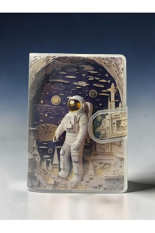 3d Görünümlü Astronot A7 Not Defteri , Çıt Çıtlı Cep Defteri - Sarı