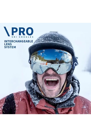 Çift Katmanlı Anti-Sis Özellikli UV Snowboard Kayak Gözlüğü