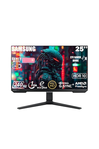 Samsung Odyssey G4 LS25BG400EUXUF 25" 1 MS 240 Hz HDR10 G-Sync Full HD IPS LED Monitör