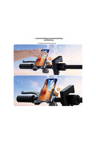 Geeksen Motorcycle, Elektrikli Araç Ve Bisiklet İçin Evrensel Uyumlu, Güvenli Sabitleme Ve Navigasyon Desteği Siyah-turuncu Silikonlu Yarı Kapaklı Telefon Tutucu