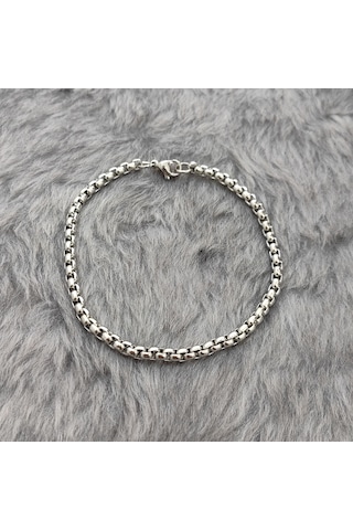 Chavin 4 mm. 21 cm. Gri Çelik Erkek Bileklik er33-4 Çelik