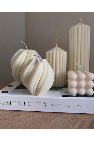 5'li Doğal Dekoratif Mum Seti %100 Soya Wax