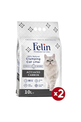 Felin Aktif Karbonlu Topaklaşan İnce Bentonit Kedi Kumu 2 x 10 L Felin Aktif Karbonlu Topaklaşan İnce Bentonit Kedi Kumu 2 x 10 L