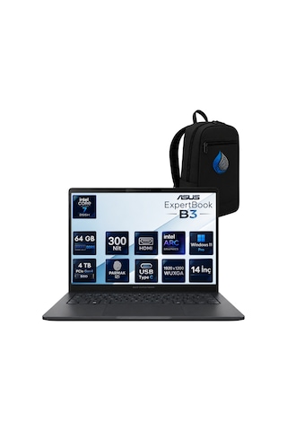 Asus ExpertBook B3 B3405CCA-U7255H321TB1D-RNP24 Ultra 7 255H 64 GB 4 TB SSD 14'' W11P Dizüstü Bilgisayar