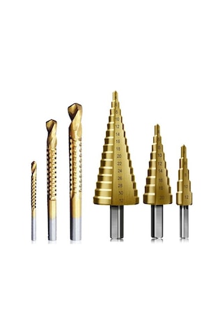 6 Parça Kademeli Matkap Ucu Sac Delme Seti Özel Kutulu