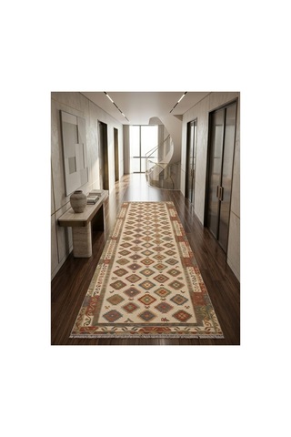 Dekoratif Halı Kaymaz Taban Leke Tutmaz Yıkanabilir Kilim Özel Ölçü Salon Halısı 3053 Çok Renkli